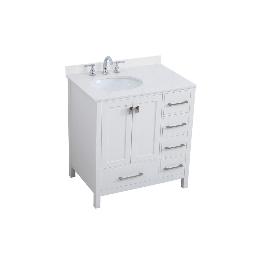 32 inch Single Bathroom Vanity in White with Backsplash. Picture 8