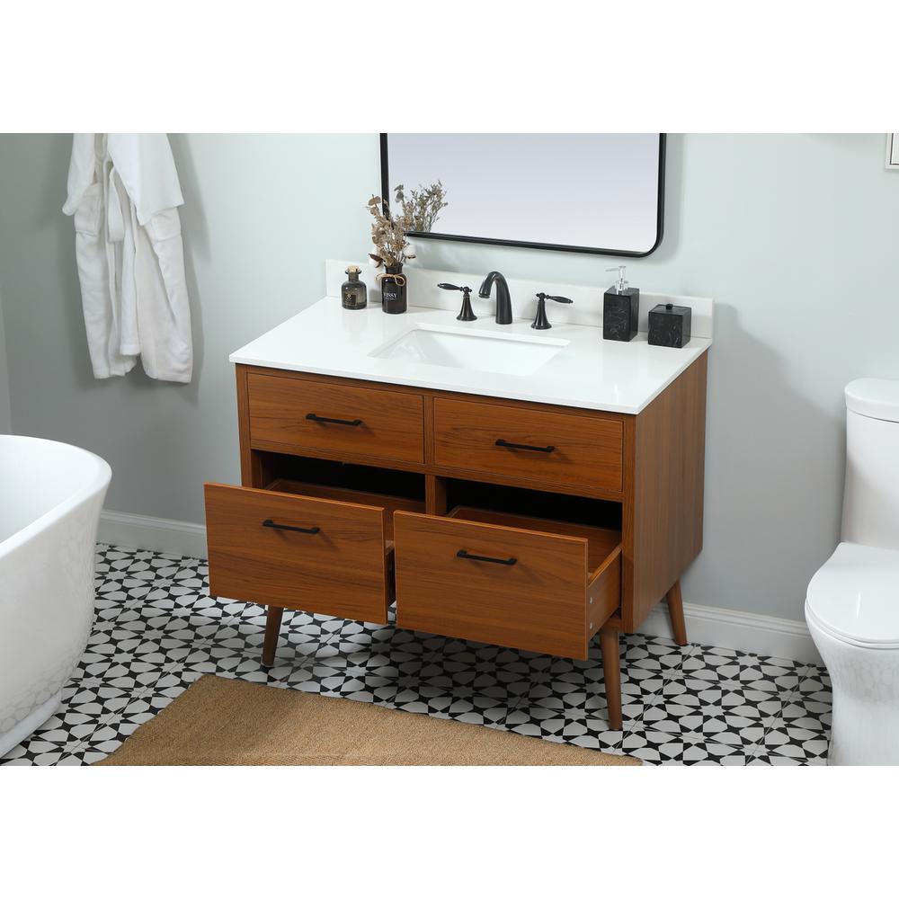 42 inch Single bathroom vanity in teak with backsplash. Picture 3