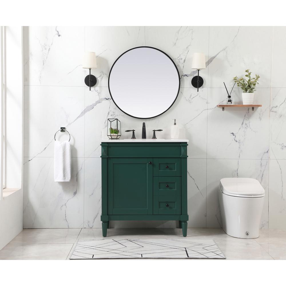 32 inch Single bathroom vanity in green with backsplash. Picture 4