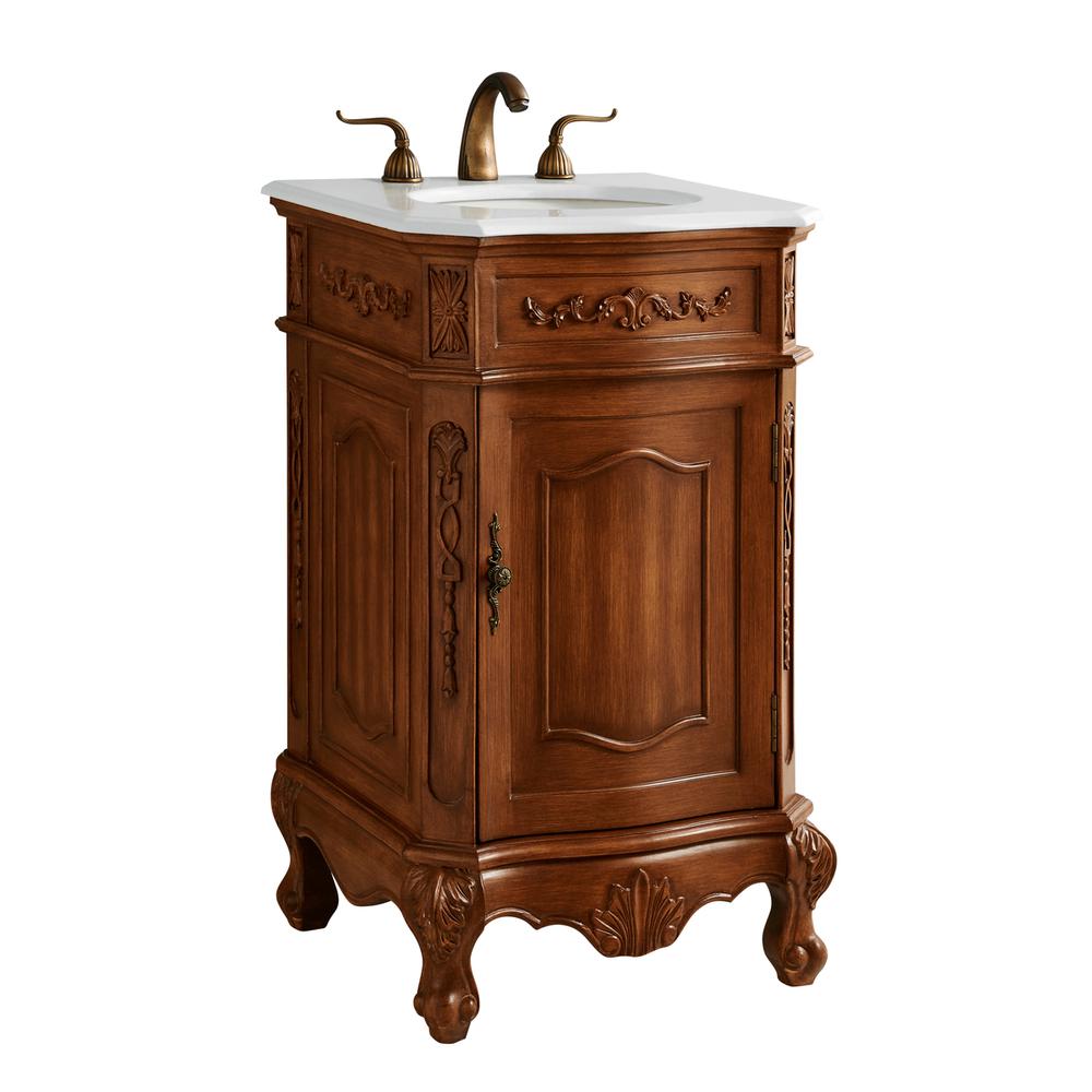 21 inch Single Bathroom vanity in Teak Color with ivory white engineered marble. Picture 12