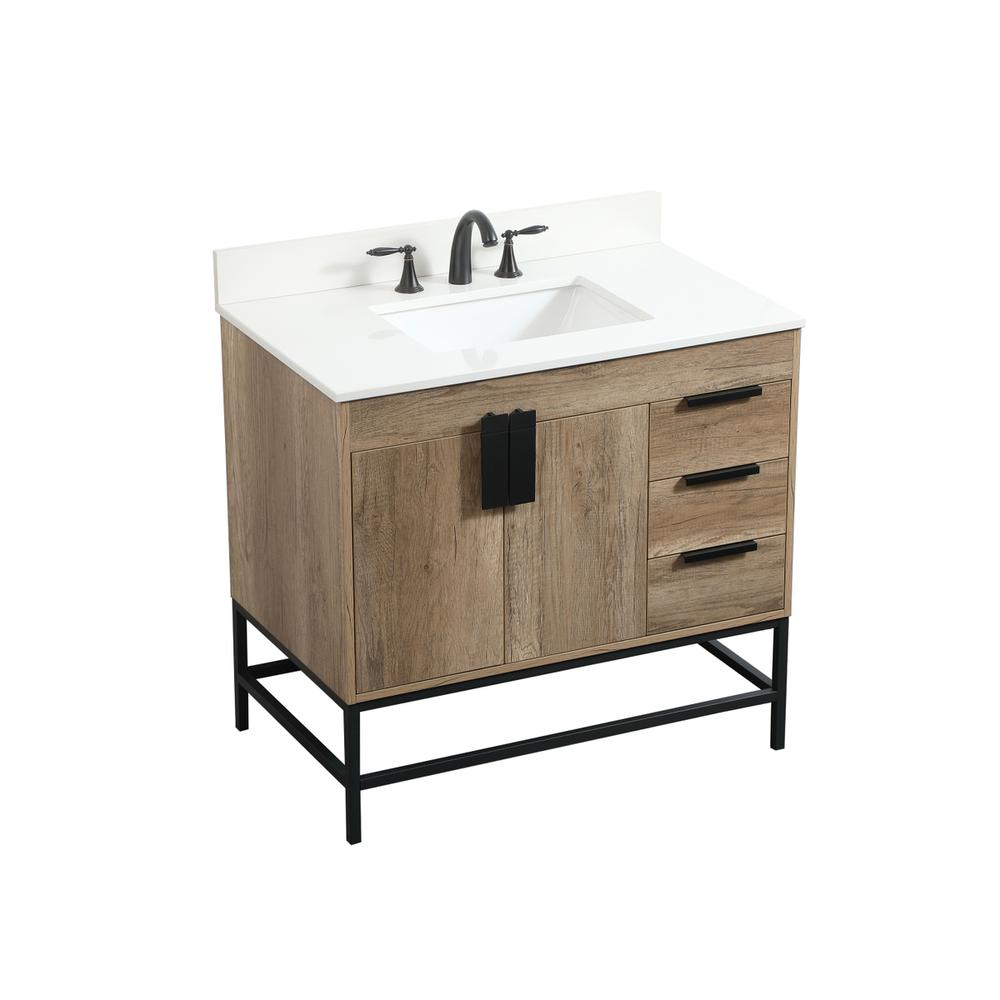 36 inch Single bathroom vanity in natural oak with backsplash. Picture 8