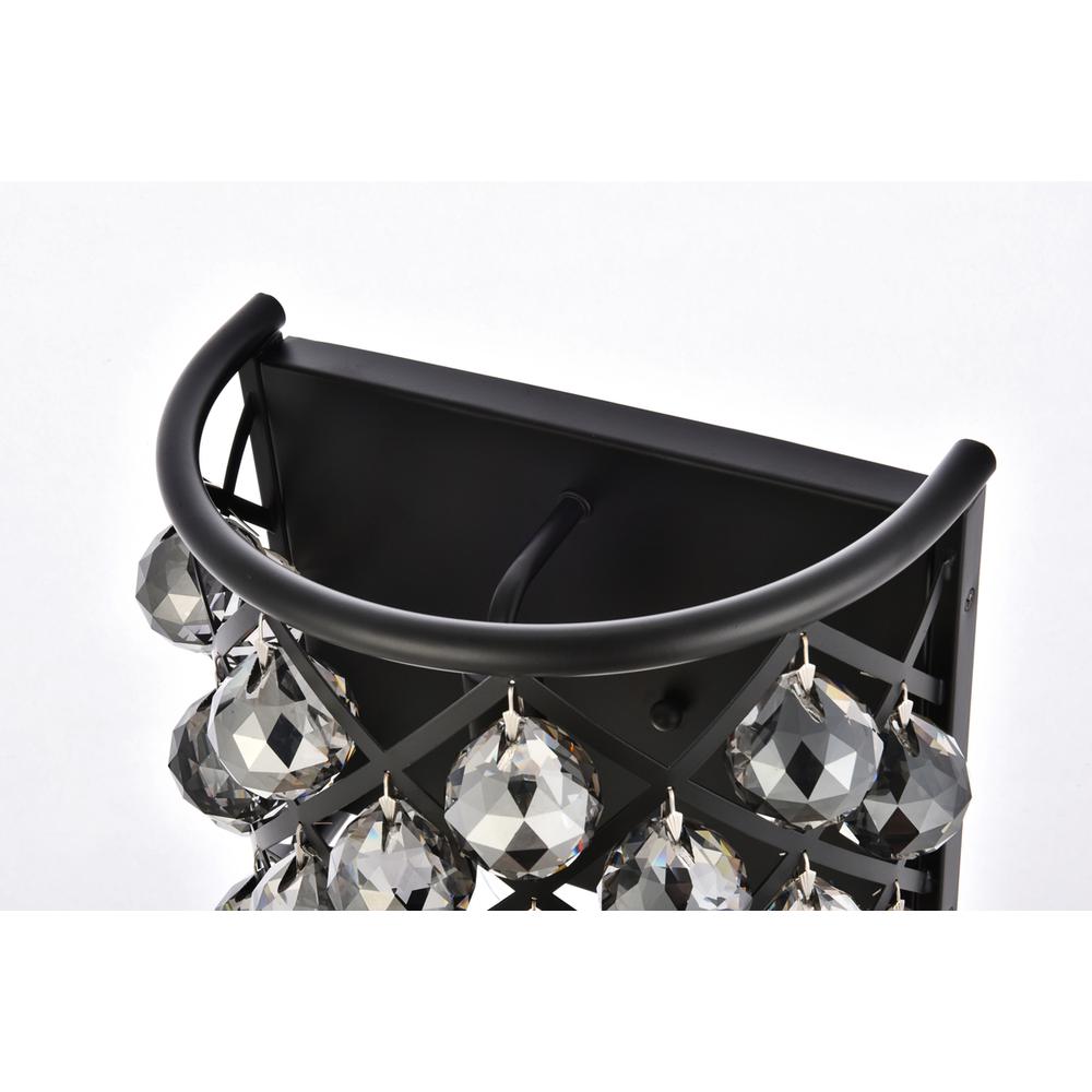 Madison 1 light Matte Black Wall Sconce Silver Shade (Grey) Royal Cut Crystal. Picture 5