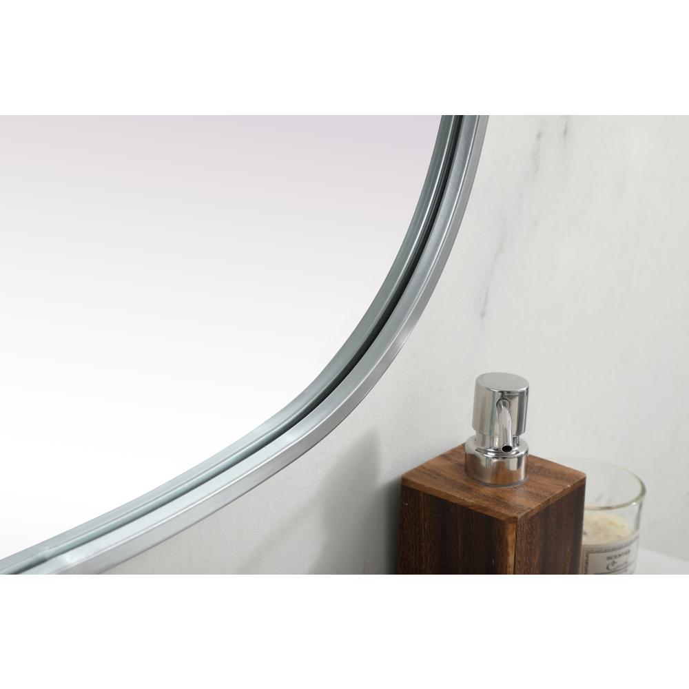 Metal Frame Oval Mirror 24x36 Inch in Silver. Picture 6