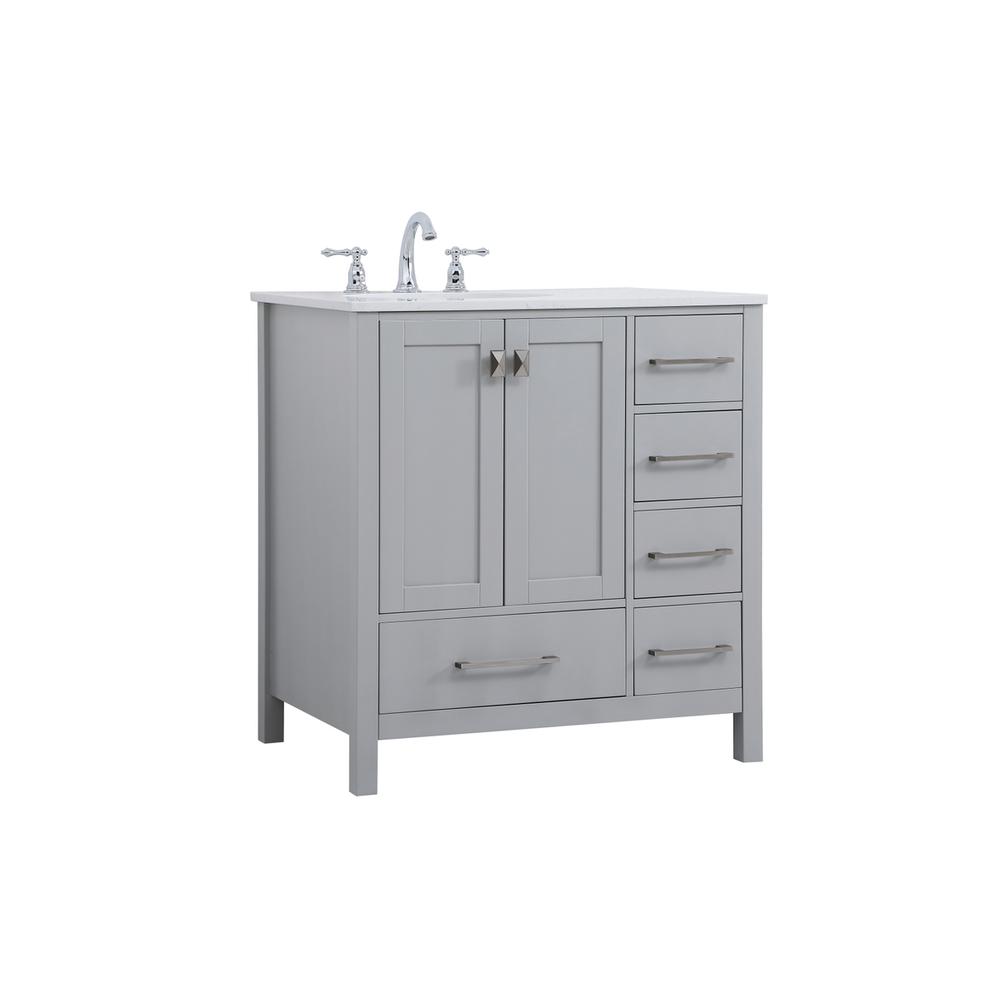 32 inch Single Bathroom Vanity in Gray. Picture 6