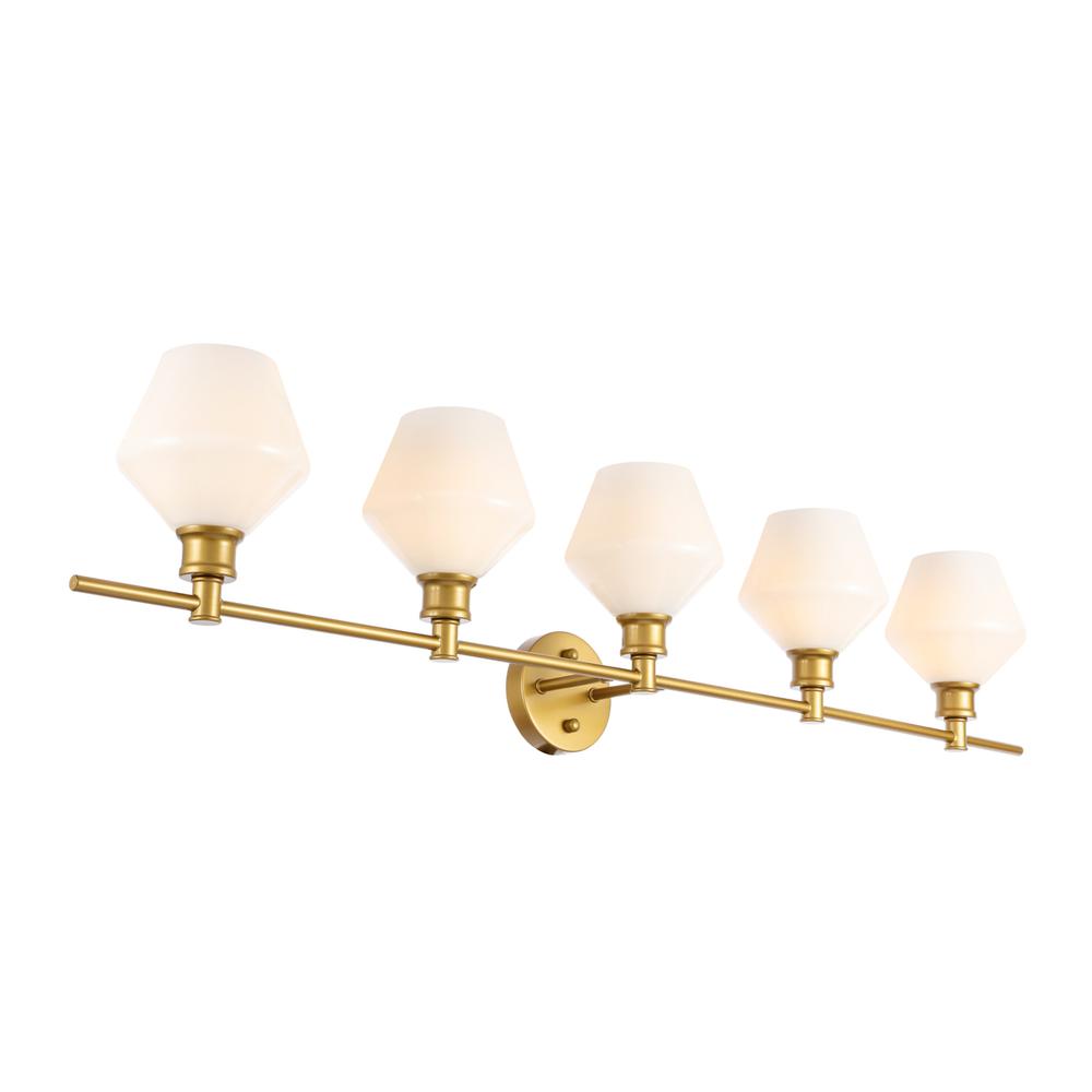 Gene 5 light Brass and Frosted white glass Wall sconce. Picture 7