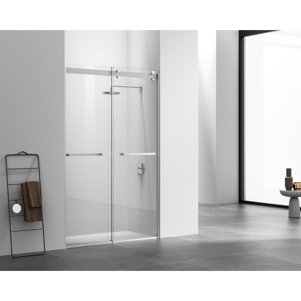 Semi-frameless shower door 48 x 76 Brushed Nickel. Picture 11