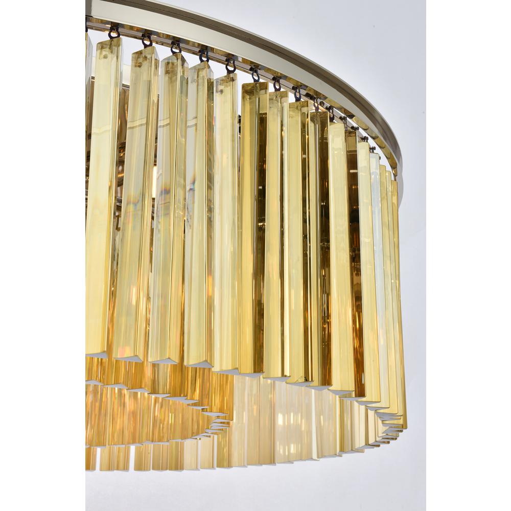 Sydney 10 light polished nickel Chandelier Golden Teak (Smoky) Royal Cut Crystal. Picture 5