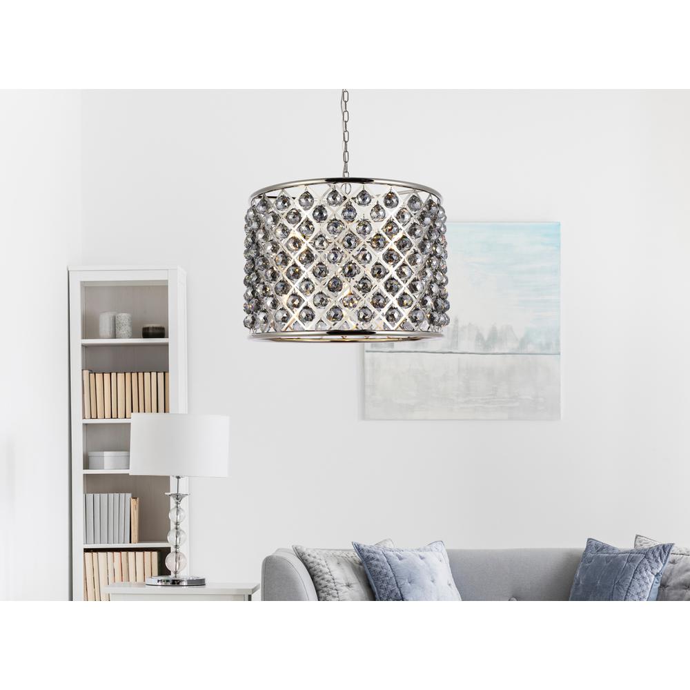 Madison 8 light polished nickel Chandelier Silver Shade (Grey) Royal Cut Crystal. Picture 7