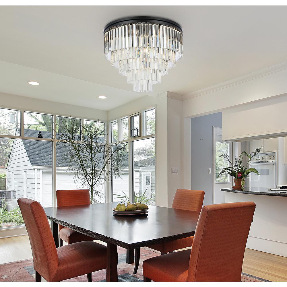 Sydney 17 light Matte Black Flush Mount Clear Royal Cut Crystal. Picture 8