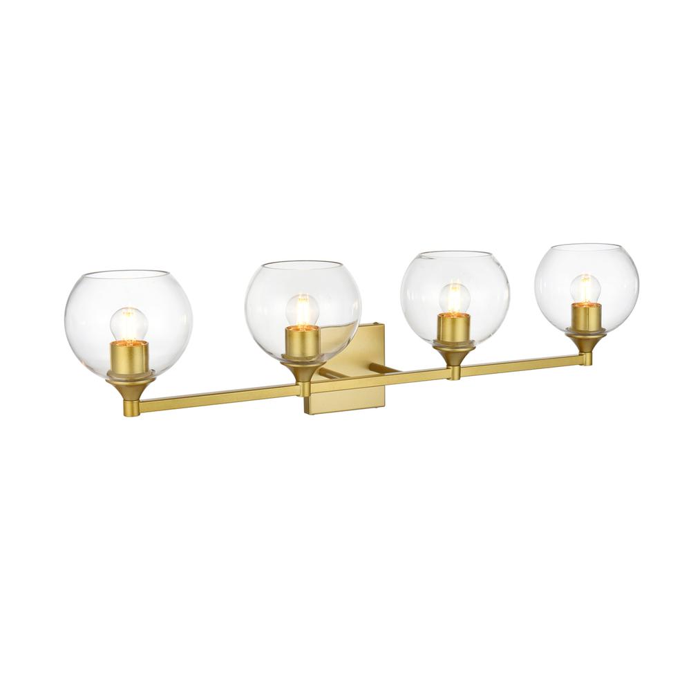 Foster 4 light Brass and Clear Bath Sconce. Picture 3