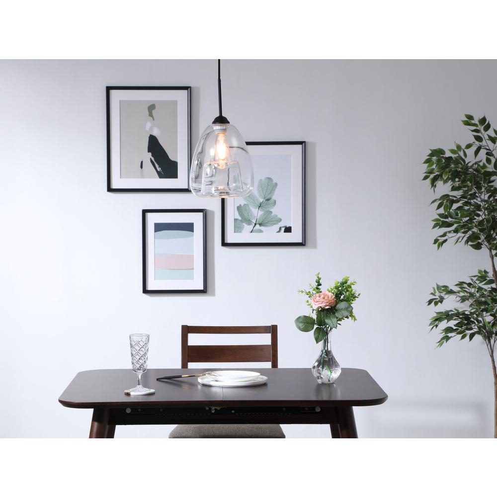 Kason 1 light Black and Clear glass pendant. Picture 14