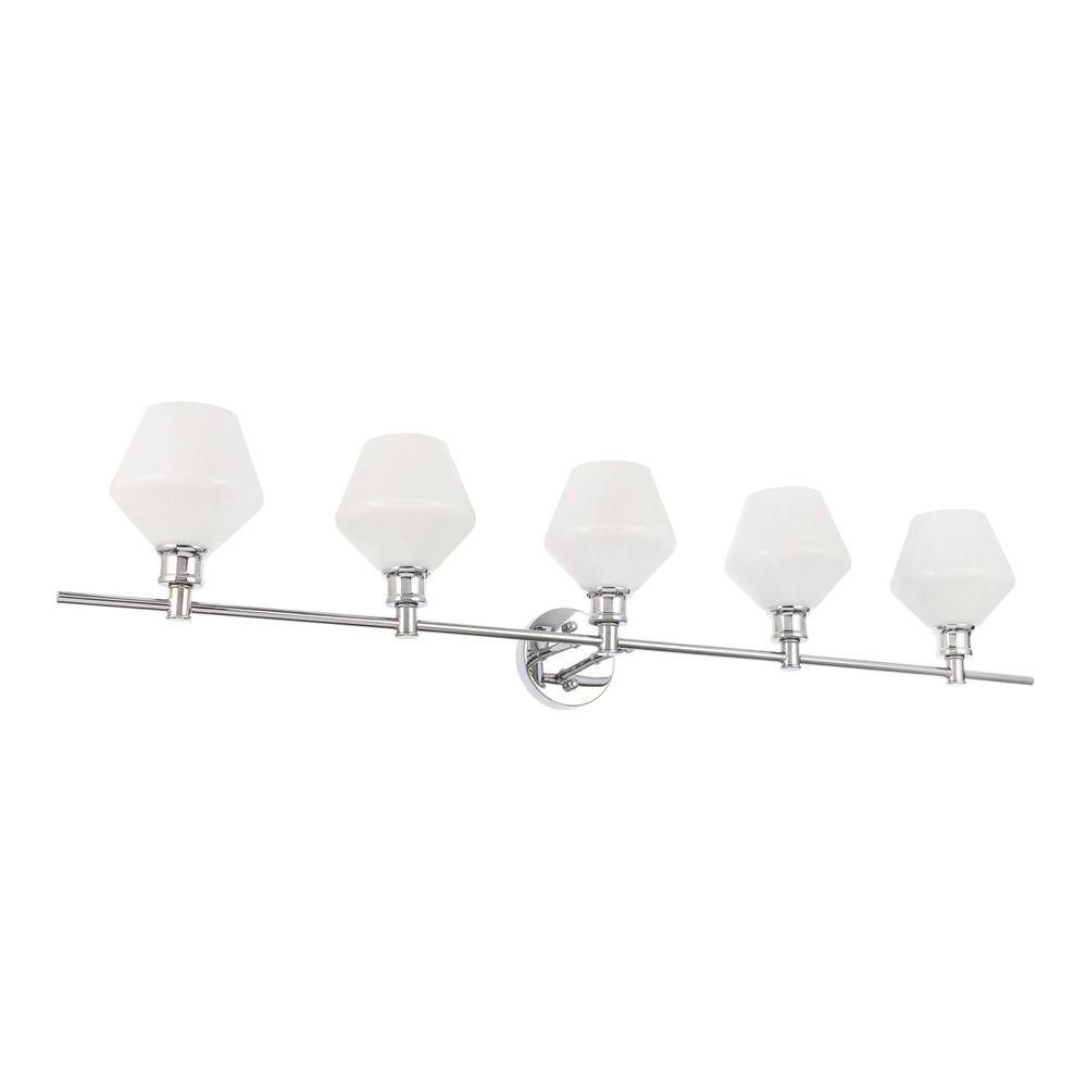 Gene 5 light Chrome and Frosted white glass Wall sconce. Picture 8