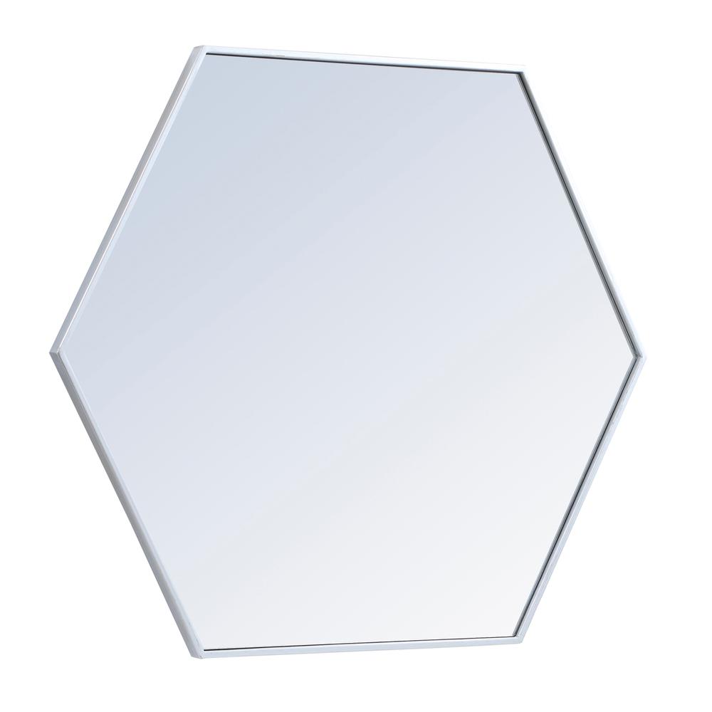 Metal frame hexagon mirror 38 inch in silver. Picture 9