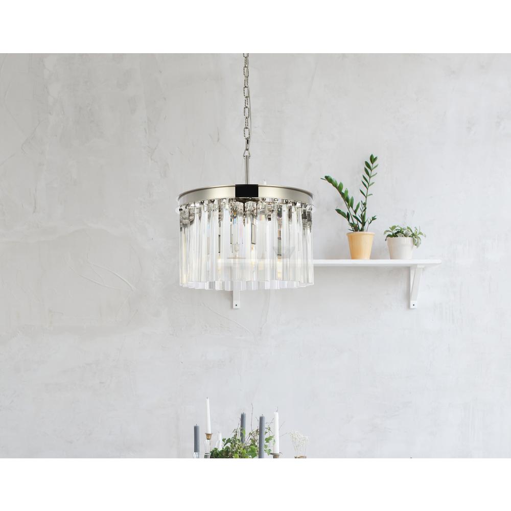 Sydney 3 light polished nickel Pendant Clear Royal Cut Crystal. Picture 8