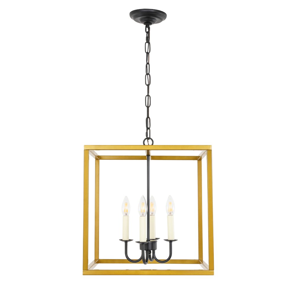 Eclipse 4 Light Brass And Black Pendant. Picture 3