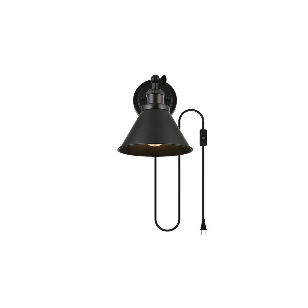 Blaise 1 light Black plug in wall sconce. Picture 1