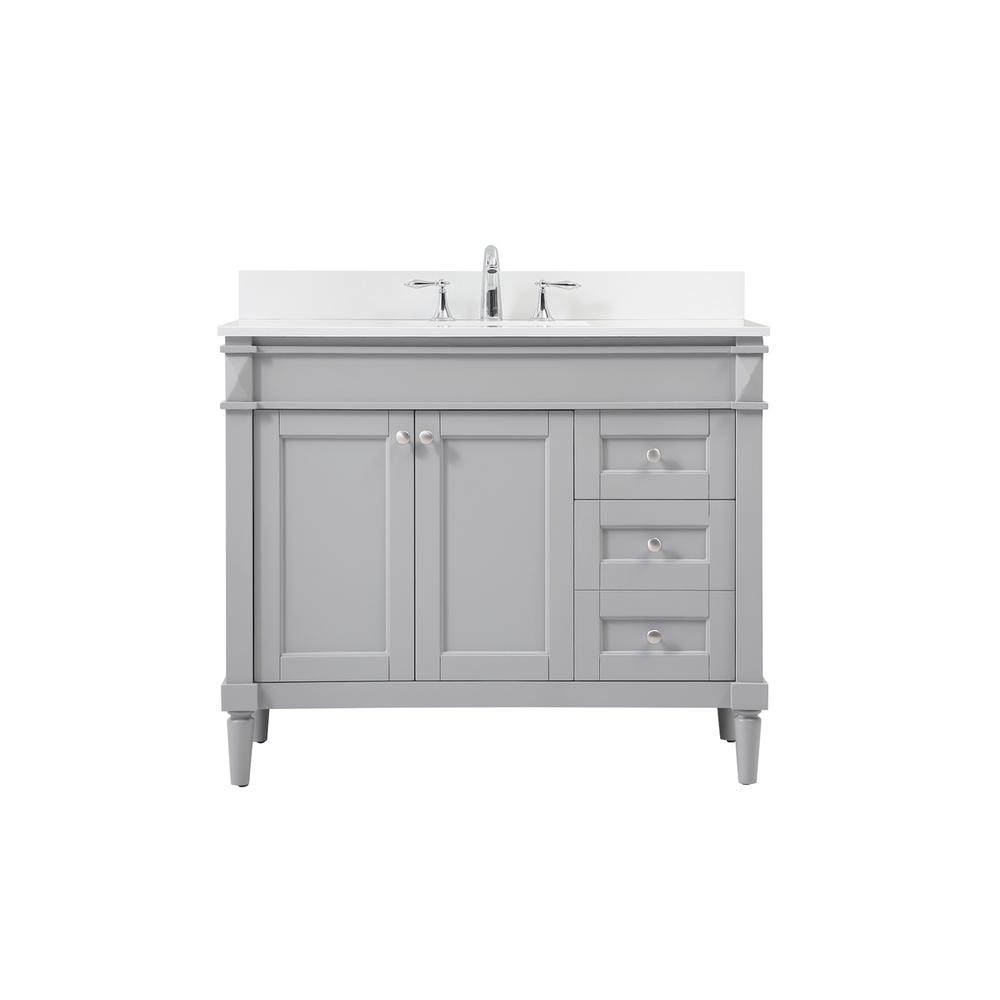 42 inch Single bathroom vanity in grey with backsplash. Picture 1