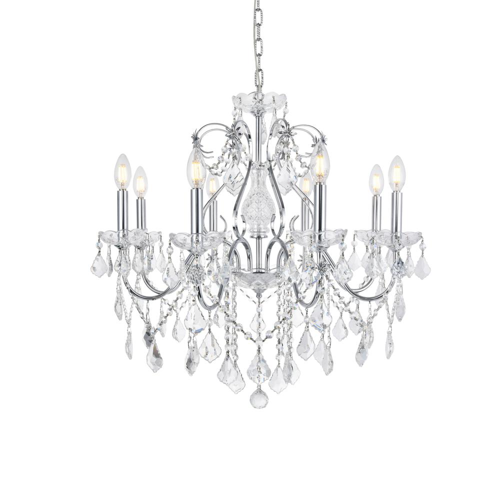 St. Francis 8 light Chrome Chandelier Clear Royal Cut Crystal. Picture 7