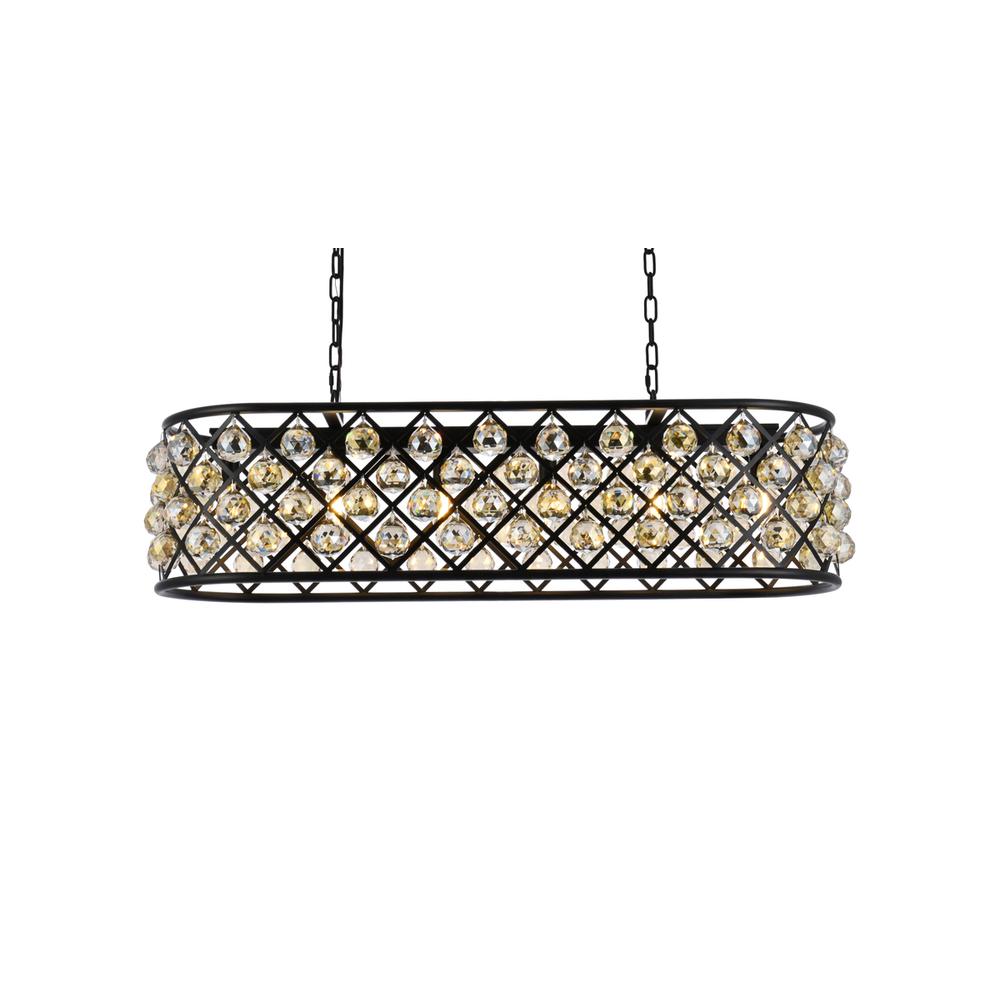 Madison 6 light Matte Black Chandelier Golden Teak (Smoky) Royal Cut Crystal. Picture 2