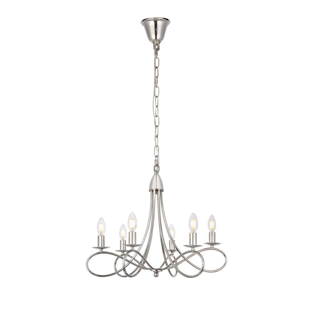 Lyndon 6 light polished Nickel Pendant. Picture 1