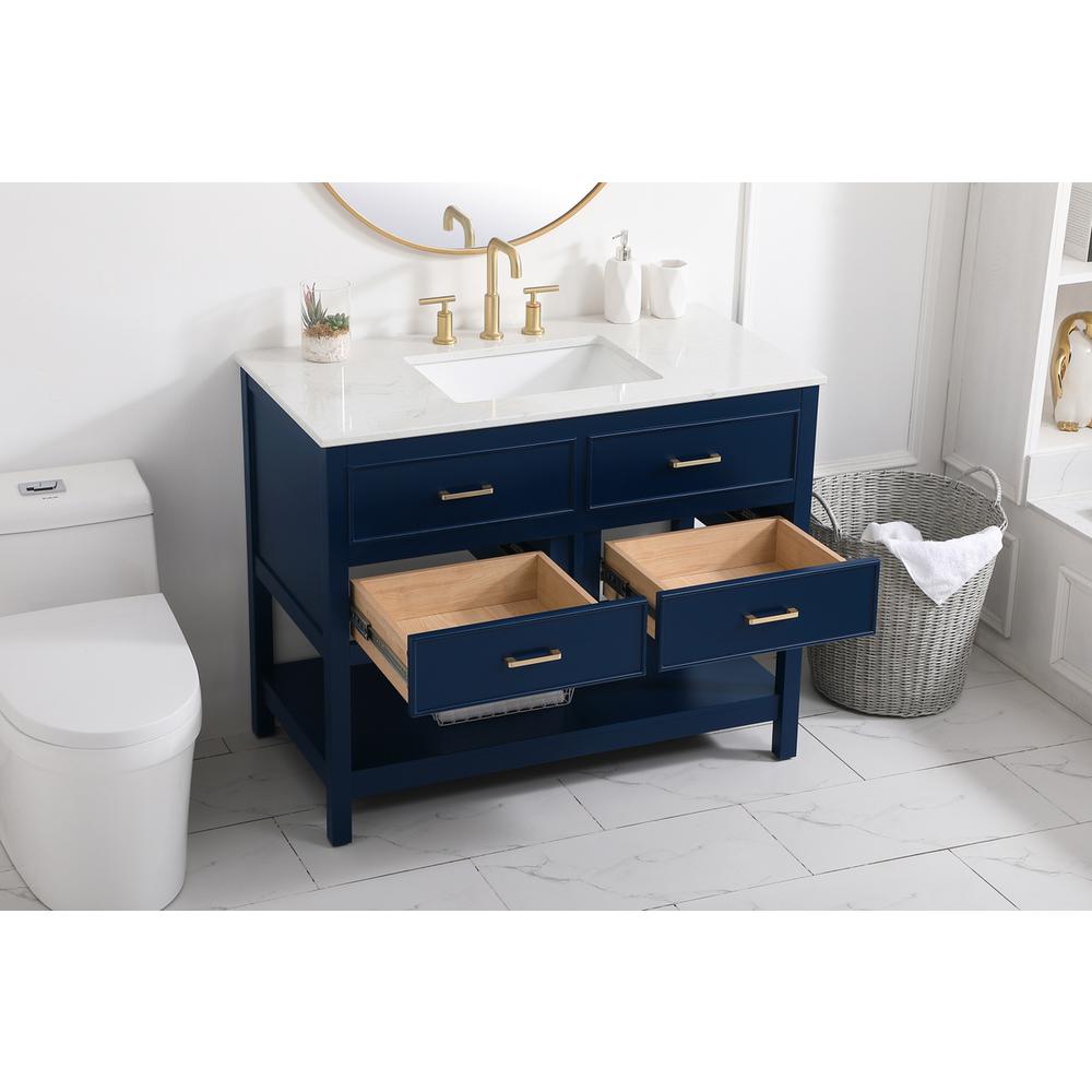 42 inch Single bathroom vanity in blue. Picture 3