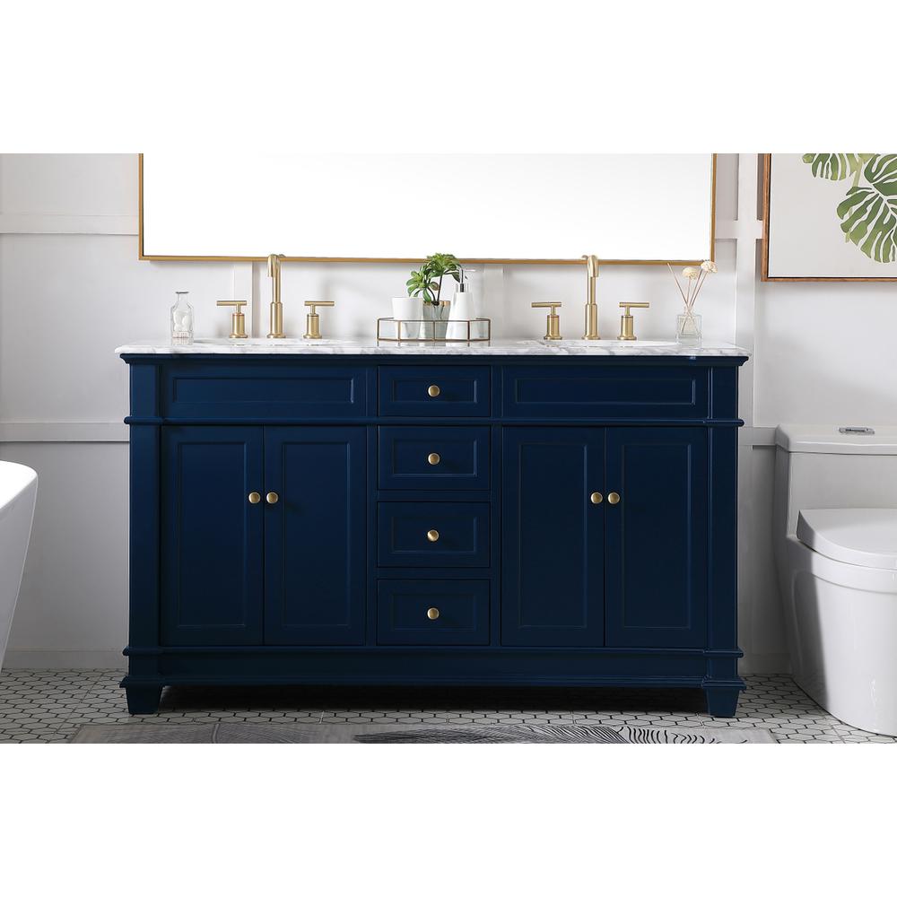 60 inch Double Bathroom Vanity set in Blue. Picture 14