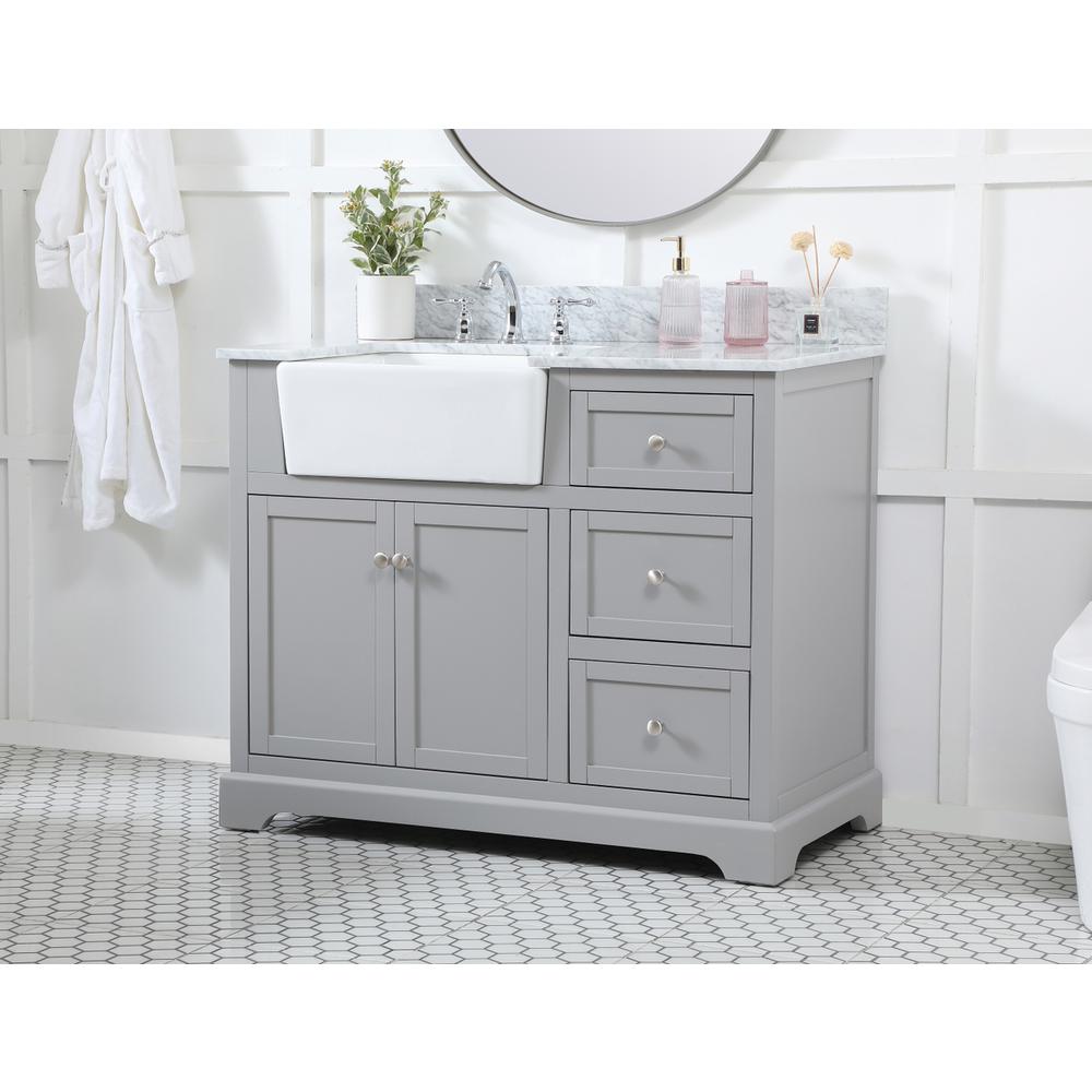 42 inch Single bathroom vanity in grey with backsplash. Picture 2