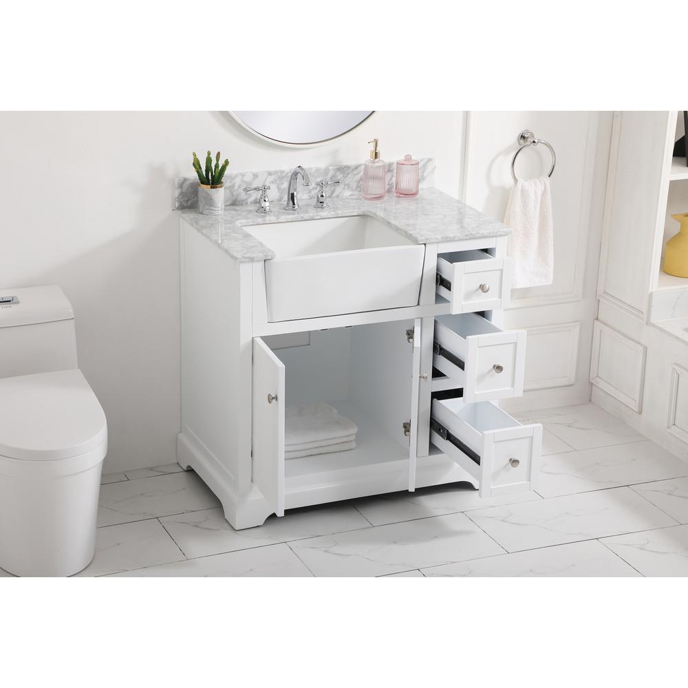 36 inch Single bathroom vanity in white with backsplash. Picture 3