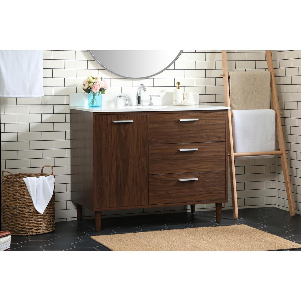 42 inch bathroom vanity in Walnut with backsplash. Picture 2