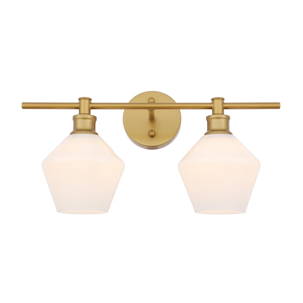Gene 2 light Brass and Frosted white glass Wall sconce. Picture 11