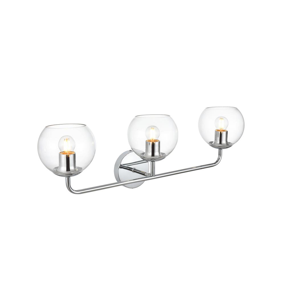 Genesis 3 light Chrome and Clear Bath Sconce. Picture 3