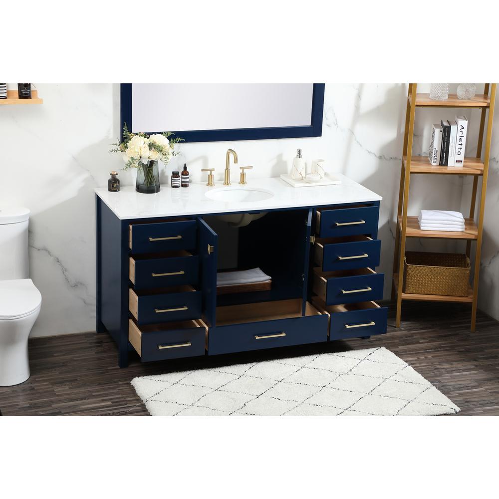 60 inch Single bathroom vanity in blue. Picture 3
