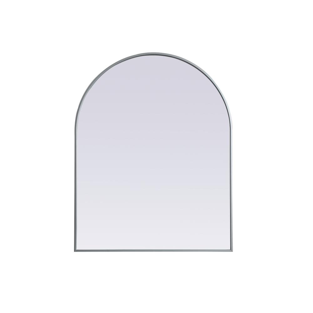 Metal Frame Arch Mirror 33x42 Inch in Silver. Picture 1