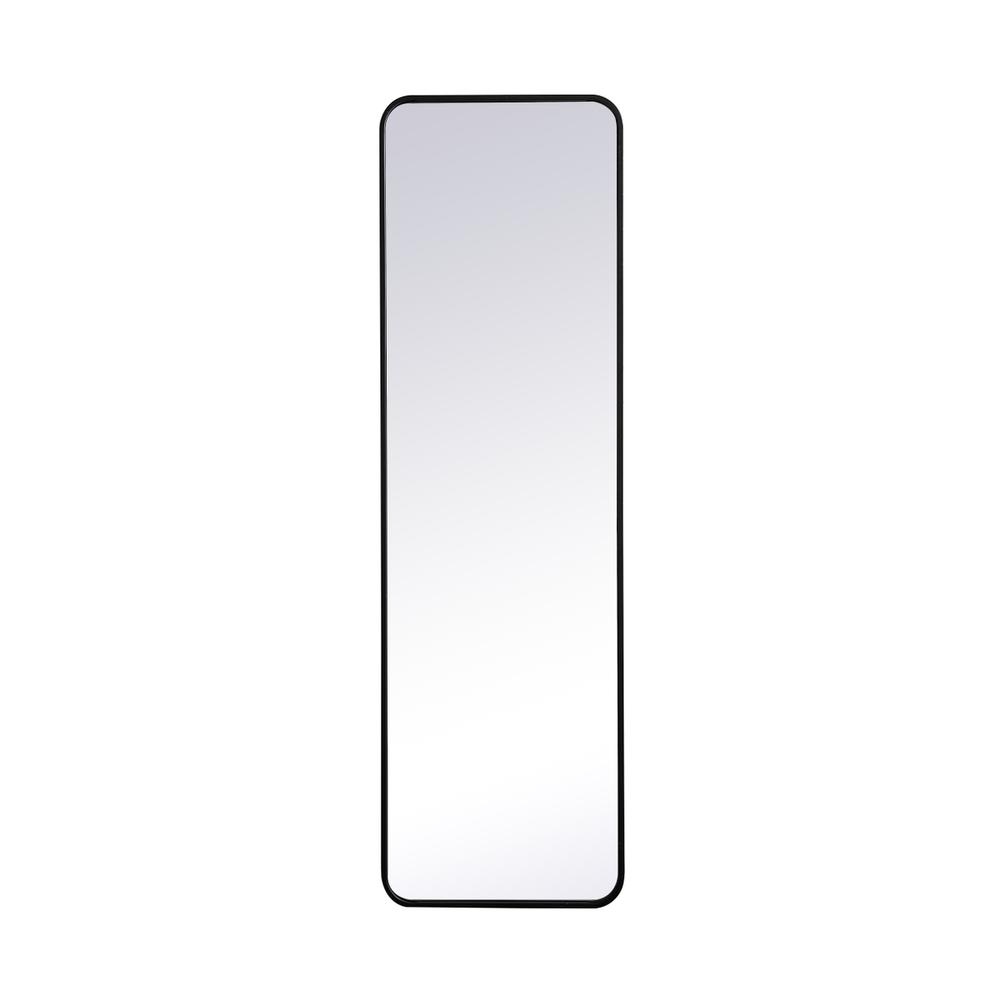 Soft corner metal rectangular mirror 18x60 inch in Black. Picture 1