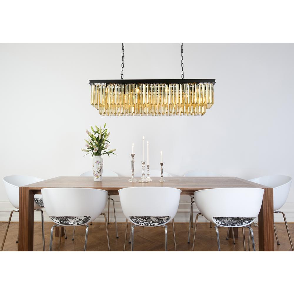 Sydney 12 light Matte Black Chandelier Golden Teak (Smoky) Royal Cut Crystal. Picture 7