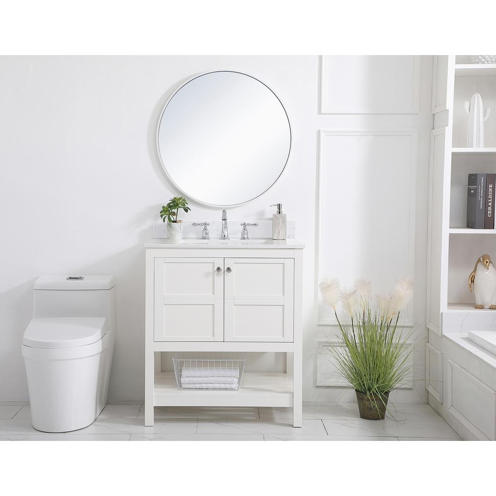 30 inch Single Bathroom Vanity in White with Backsplash. Picture 4