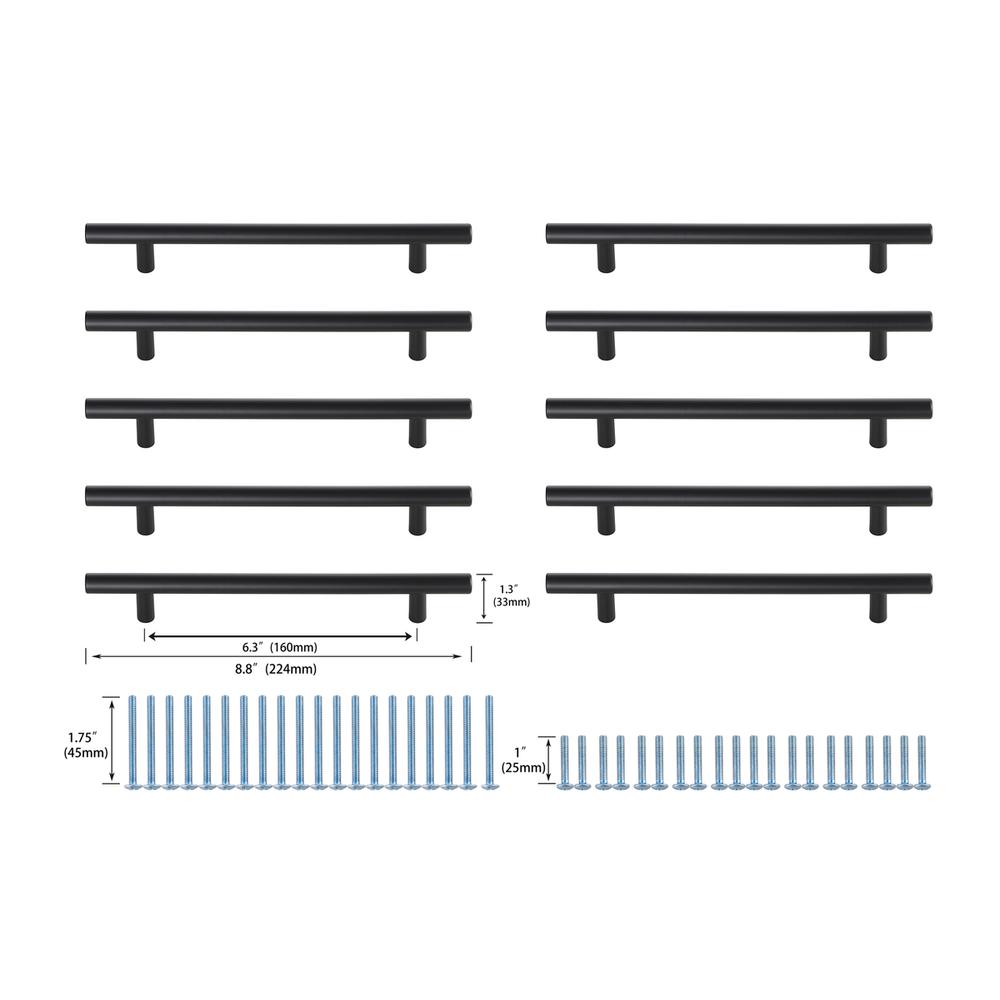 Quinn 6-5/16" Center to Center Matte Black Bar Pull Multipack (set of 10). Picture 5