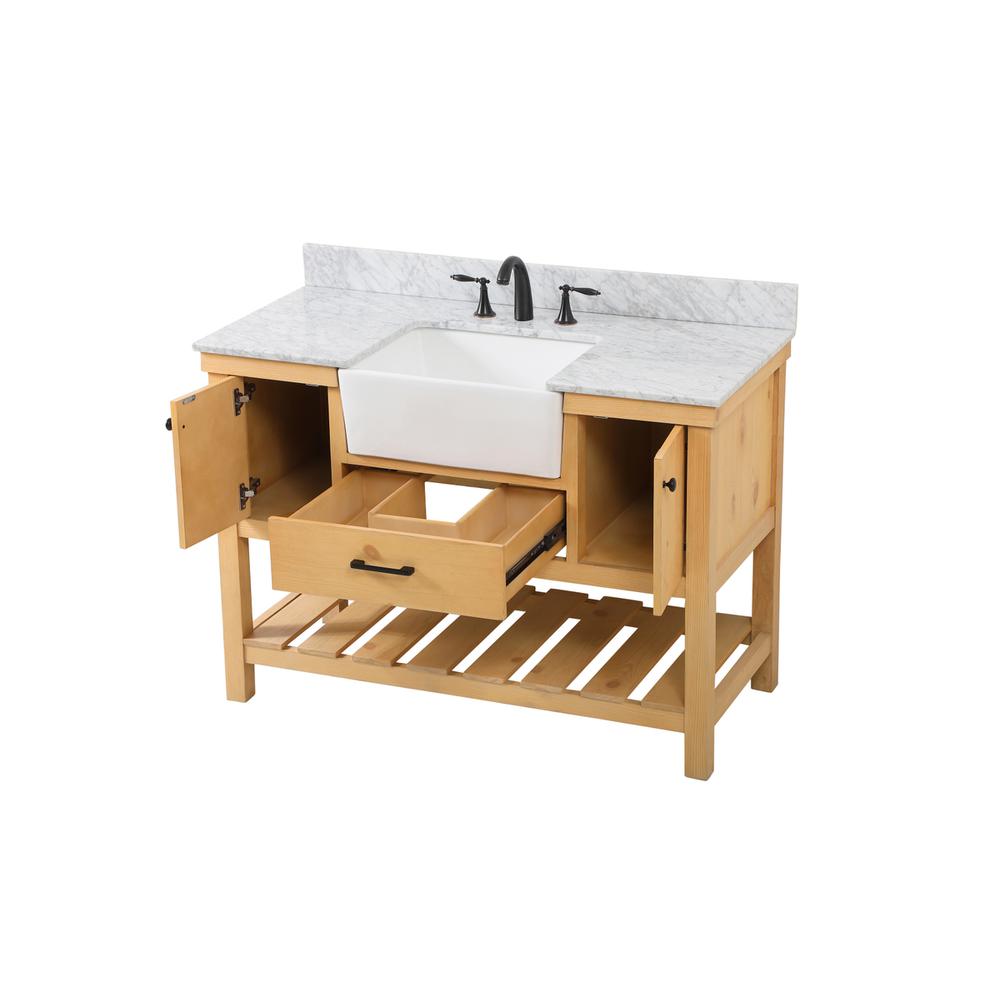 48 inch Single bathroom vanity in natural wood with backsplash. Picture 9