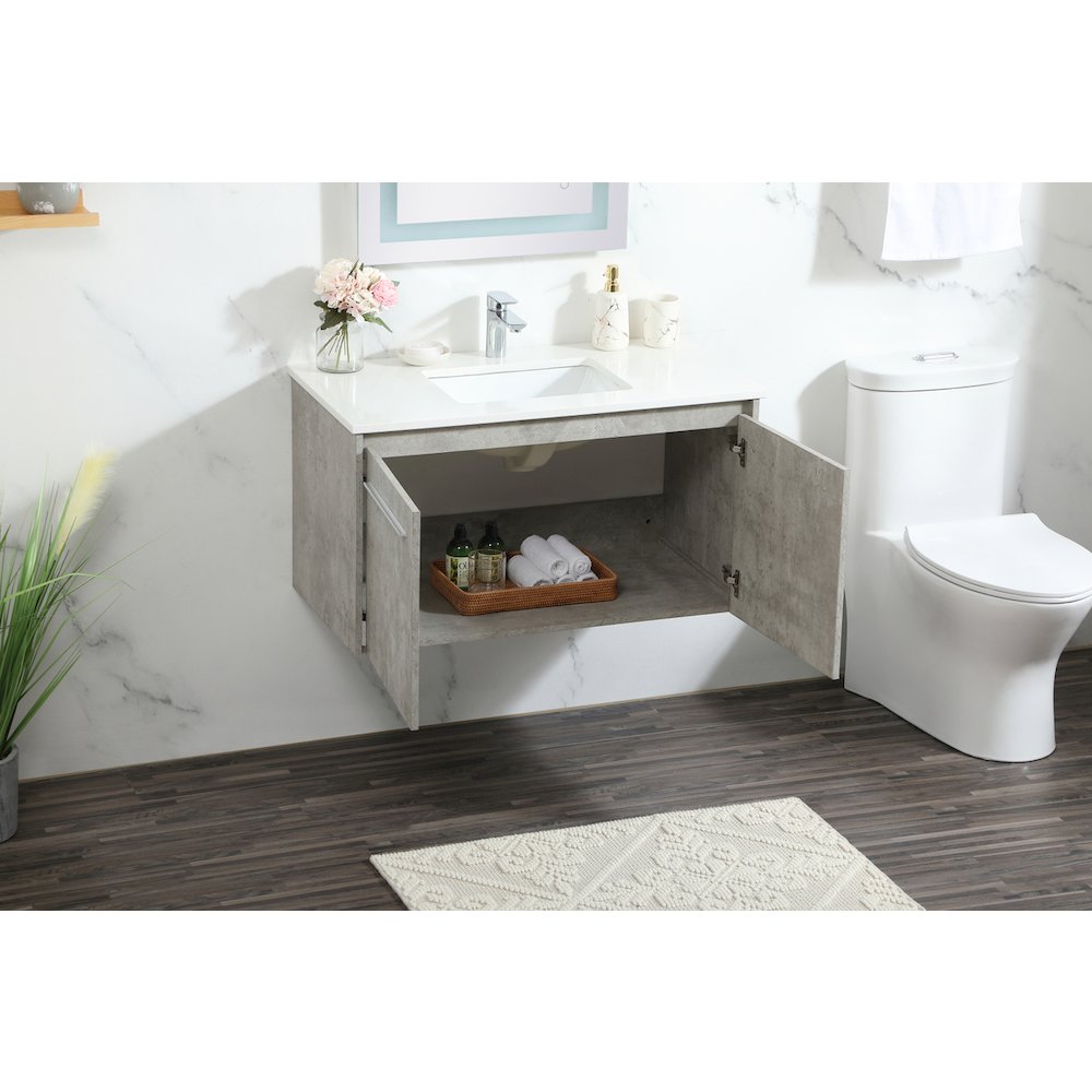 36 Inch Single Bathroom Vanity In Concrete Grey. Picture 4