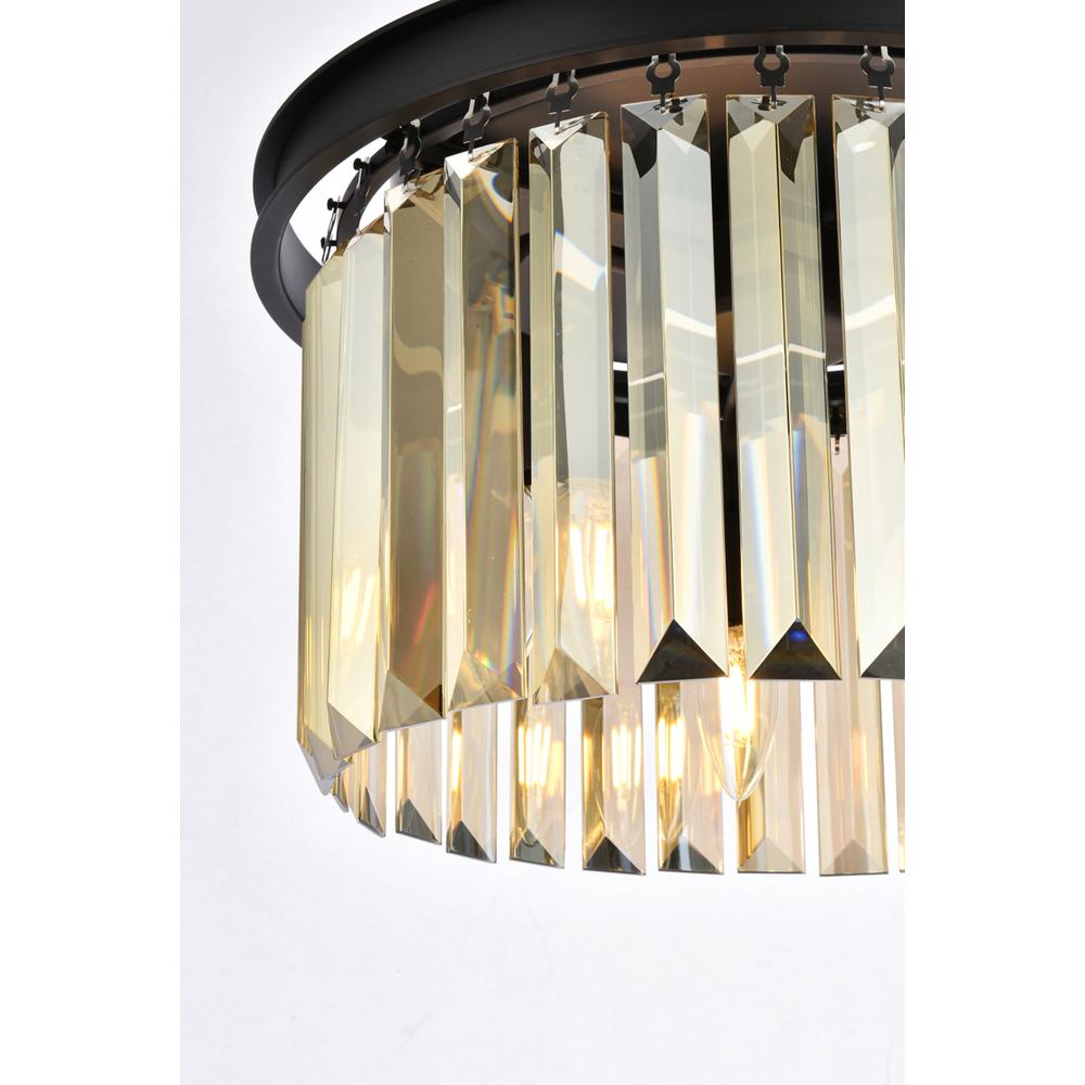 Sydney 3 light Matte Black Pendant Golden Teak (Smoky) Royal Cut Crystal. Picture 5