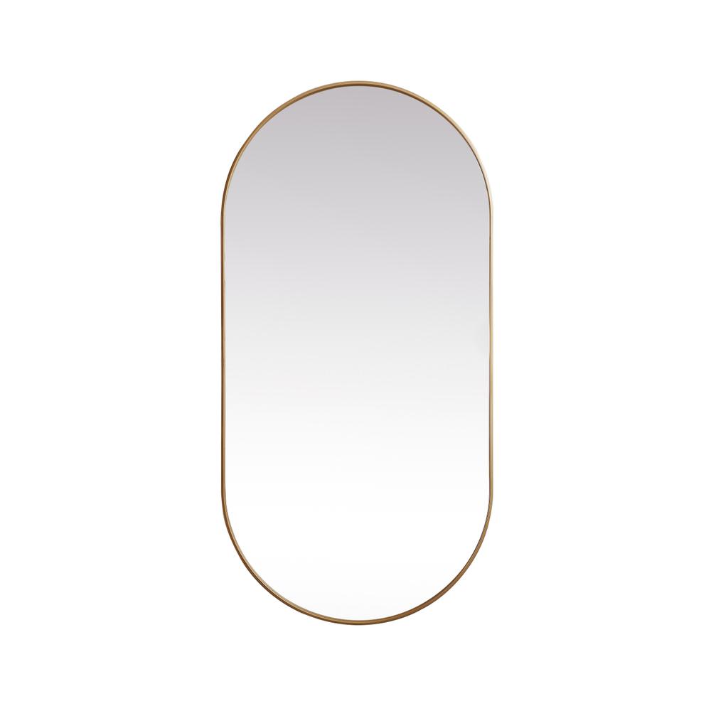Metal Frame Oval Mirror 36x72 Inch in Brass. Picture 1