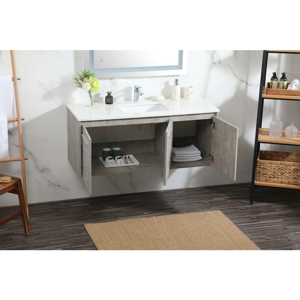 48 Inch Single Bathroom Vanity In Concrete Grey. Picture 4