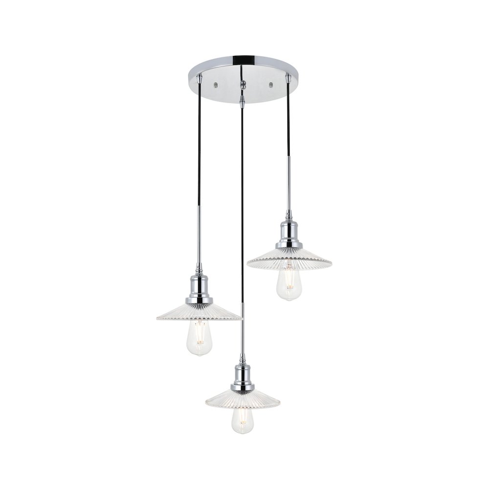 Waltz 3 Light Chrome Pendant. Picture 3