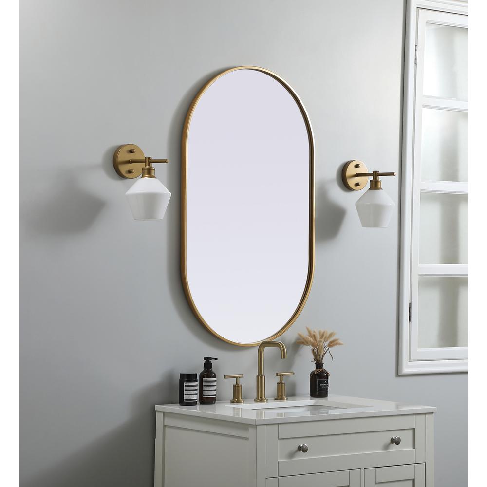 Metal Frame Oval Mirror 24x40 Inch in Brass. Picture 2