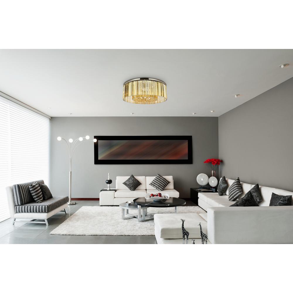 Sydney 10 light polished nickel Flush Mount Golden Teak. Picture 7