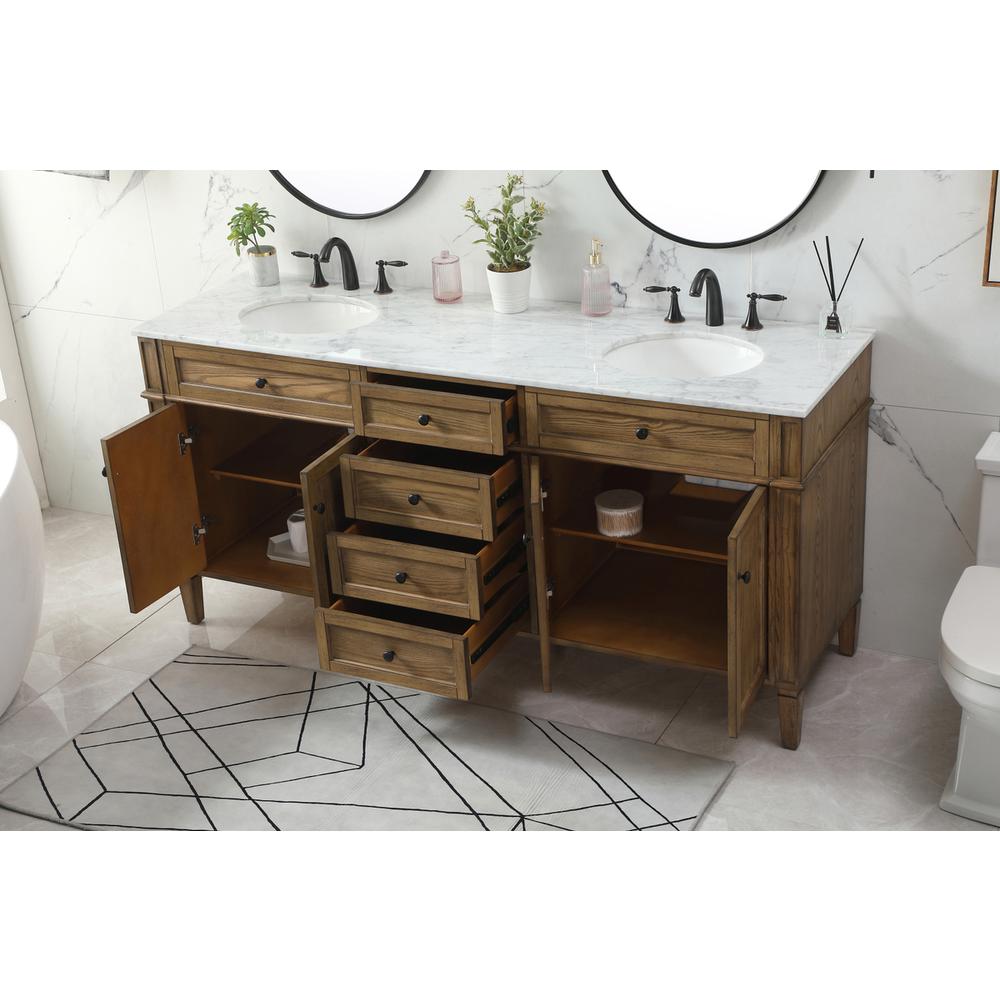 72 inch double bathroom vanity in driftwood. Picture 3