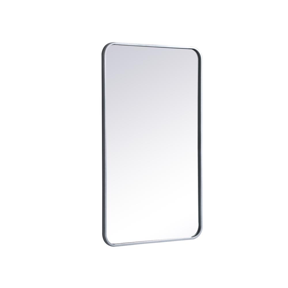 Soft corner metal rectangular mirror 22x36 inch in Silver. Picture 5