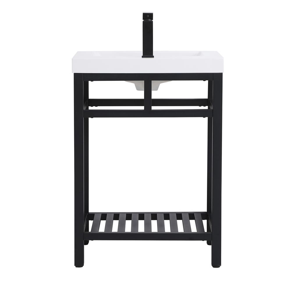 24 inch Single Bathroom Metal Vanity in Black. Picture 13