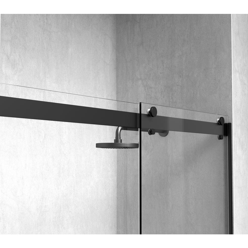 Semi-frameless shower door 48 x 76 Matte Black. Picture 6