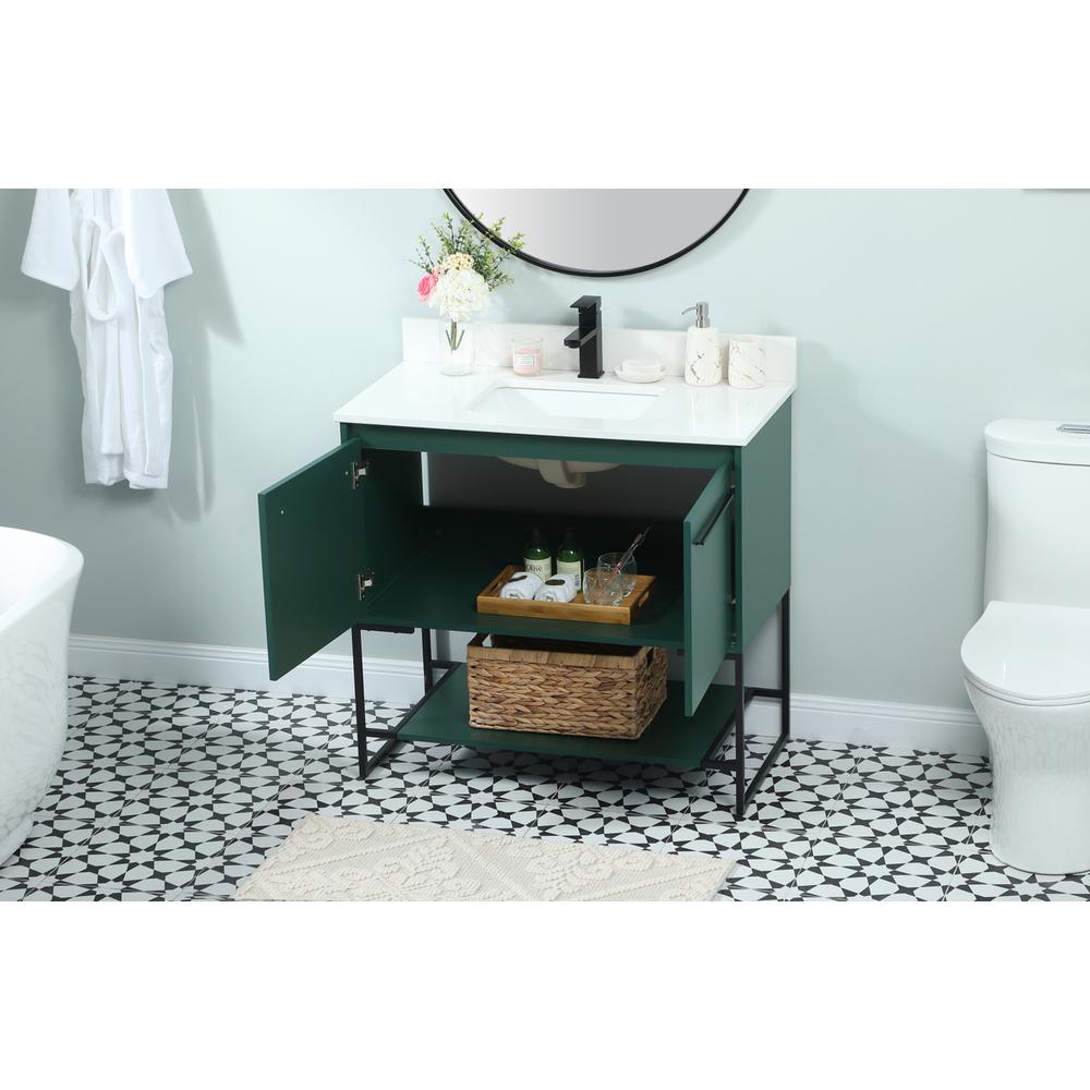 36 inch Single bathroom vanity in green with backsplash. Picture 3